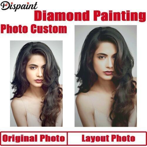 Dispaint Photo Custom Diamond Painting Cross Stitch Full Square/Round Rhinestone DIY Diamond 3D Diamond Embroidery Gift Sale