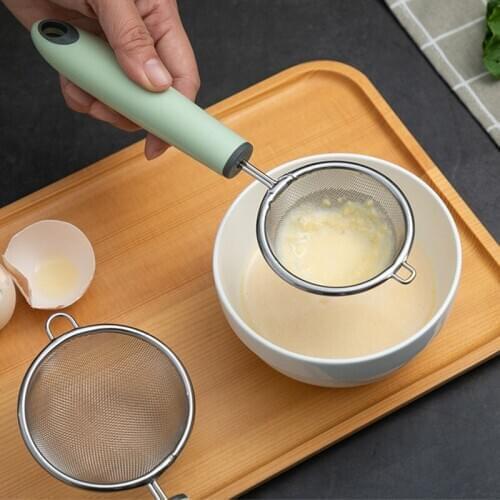 Round Handle Filter Spoon Hanging Stainless Steel Strainer Mesh Screen Hot Pot Scoops Green Kitchen Supplies Home Accessories