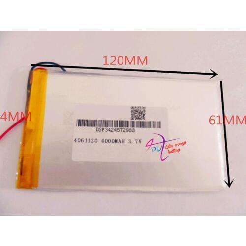 Best battery brand 4061120 3.7V 4000mAH (Real Capacity) Li-ion( Polymer lithiumion) battery for 7 inch S3 Tablet PC 4.0*61