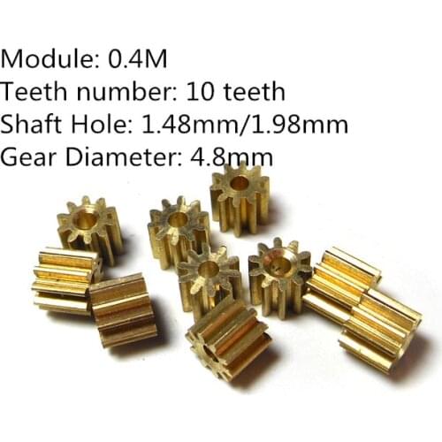102A / 101.5A Metal Gears 0.4M 10 Teeth Hole 2mm / 1.5mm Small Module Gear Copper Pinion 10pcs/lot