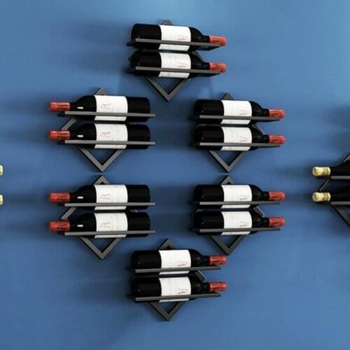 Metal Iron Wall Mount Wine Bottle Holder Red Wine Rack Easy Installation Iron Wall Mountable Punch Free Bottle Holder Decor