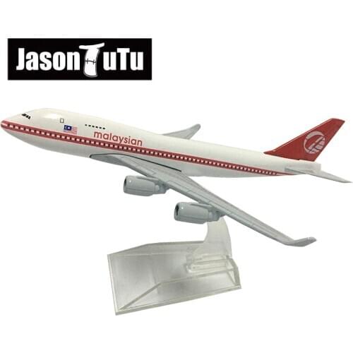 JASON TUTU 16cm Malaysia Boeing 747 Airplane Model Plane Model Aircraft Diecast Metal 1/400 Scale Planes Factory Drop shipping