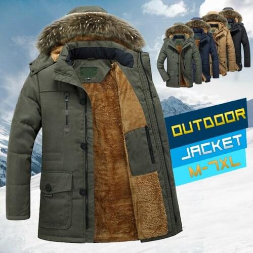 Mens Winter Coats 2021 New Military Jacket Men Thick Warm Parkas Fur Collar Long Jacket Male Windproof Overcoats Plus Size