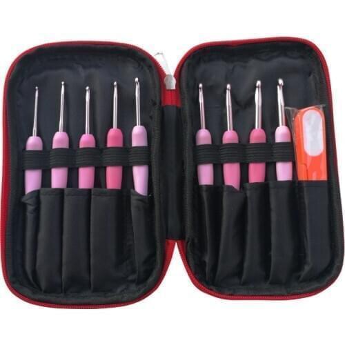 Gradient pink aluminum crochet hook set Set of knitting needles for knitting yarn crochet storage bag for hooks and knitting