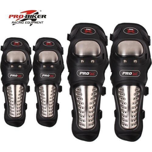 4pcs Stainless steel Motorcycle Knee Pads& Elbow protectors Motocross Knee brace Racing Equipment Motorcycle Protective Gears
