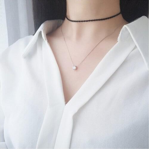 OIMG 2021 new female artificial diamond necklace Korean fashion style simple female flashing diamond clavicle necklace BB-13