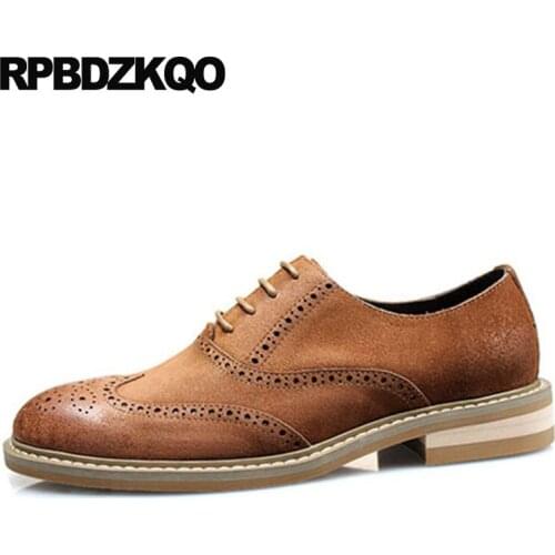 Oxfords Business Wingtip Suede Italy Dress Italian Office Brogue Luxury Nubuck Brown Lace Up Designer Shoes Men High Quality