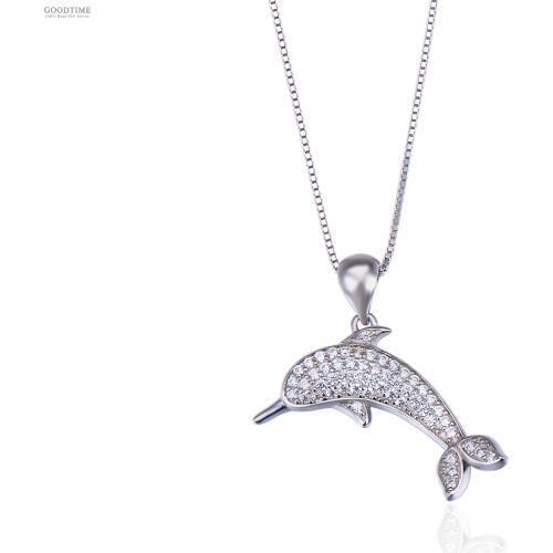 Fashion Necklace Pure 925 Sterling Silver Women Necklace Dolphin With Zircon Ocean Cute Fish Pendant Jewelry Accessories