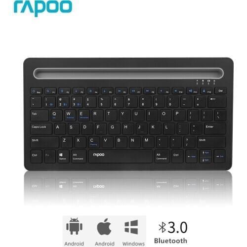 Rapoo Rechargeable Bluetooth 3.0 Keyboard With Tablet Card Slot Support Windows/Androd/Mac/IOS One Key Switching 3 Devices