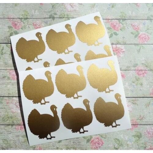 Personalize Turkey thanksgiving party invitation seal stickers, halloween wall decals removable wallpaper, farm stickers