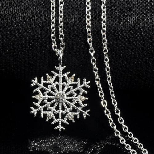 Christmas Snowflake Crystal Charm Chain Necklace Pendant Jewelry Gift Chain Necklace Pendant Jewelry Weding Party Gift