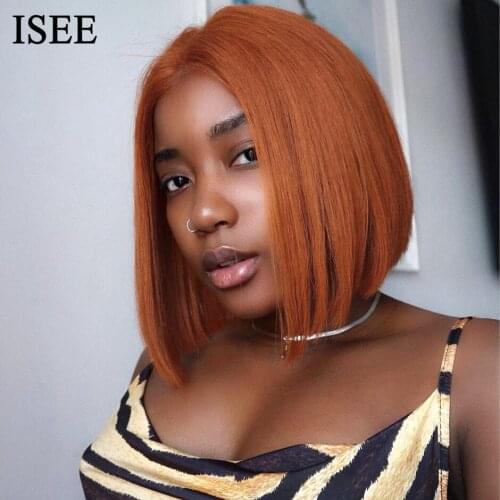 Pink Straight Bob Wig 613 / Blue 13X4 Short Lace Front Human Hair Wigs For Women 150% Density Malaysian Straight Lace Front Wig