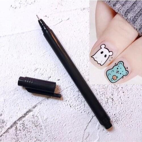 1pcs Nail Art Graffiti Pen Black Color UV Gel Polish Design Dot Painting Detailing Pen Brushes DIY Nail Art Adorn Tools