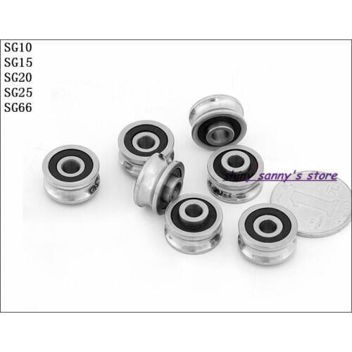 1-3pcs/Lot SG10 SG15 SG20 SG25 SG66 U Groove Bearing Steel Pulley Ball Bearings Track Guide Roller Bearing Brand New