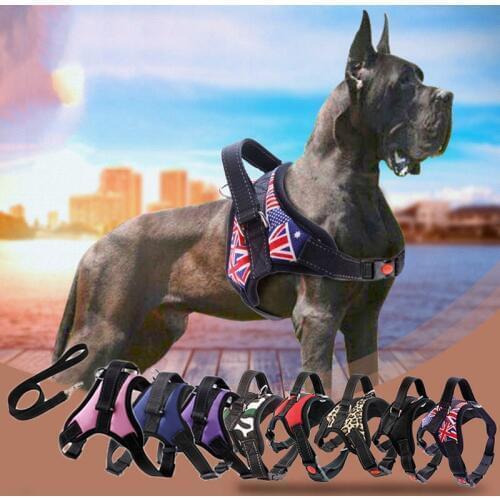 New Pets Dog Harness Vest Reflective Tape Breathable Mesh Pet Dogs Leash Harness S/M/L/XL Dog Collar Accessories LBShipping