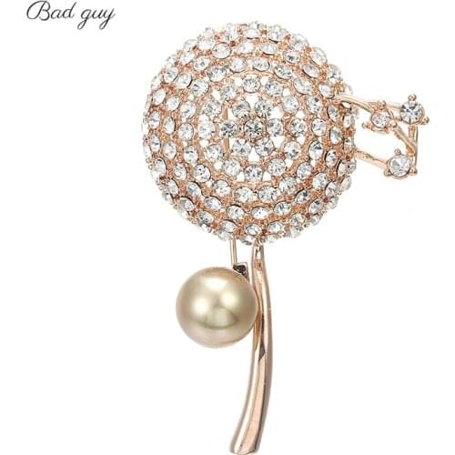 Rhinestone Brooch Pin for Womens Dandelion Jewelry Pearl Brooches Clothes Scarf Buckle Garment Accessories Fashion Jewelry Pins