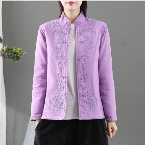 Traditional Chinese Clothing For Women Cotton Warm Coat Hanfu Female Retro Jacket Tang Suit Oriental Quilted Cheongsam Top 12241