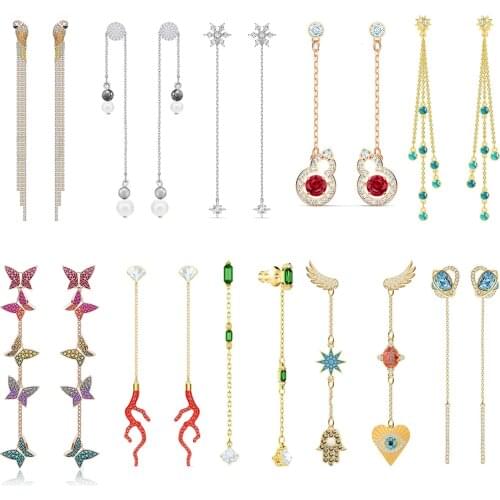 High Quality SWA 1:1 Glamour Lady Star Butterfly Devil Eye Dazzle Exquisite Ear Line Earrings