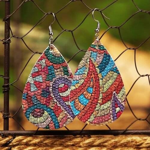 2021 New Leather Earrings Hot Style Water Drop Leather Earrings Amoeba Leather Earrings Chinese Fashion Jewelry for Women