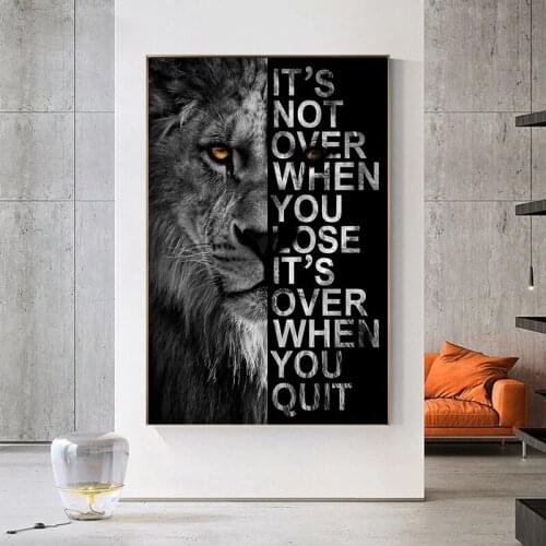 Animal Wall Decor Painting Lion Poster Motivational Insparing Phrase Canvas Prints Wall Art Picture for Home Office Wall Decor