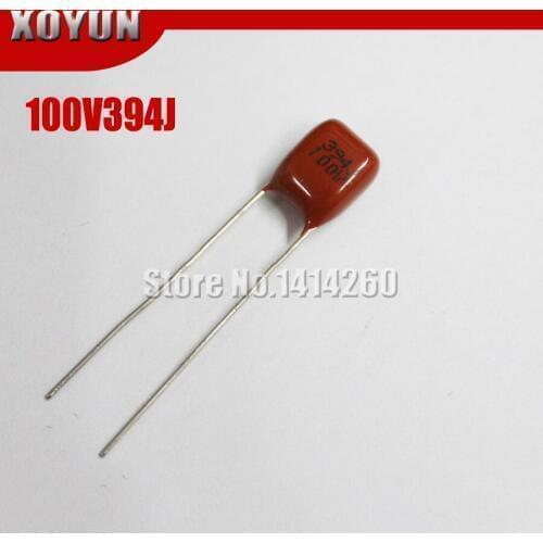 10pcs/lot CBB 100V394J 0.39UF 390NF Pitch 5MM 394J 100V CBB Polypropylene film capacitor
