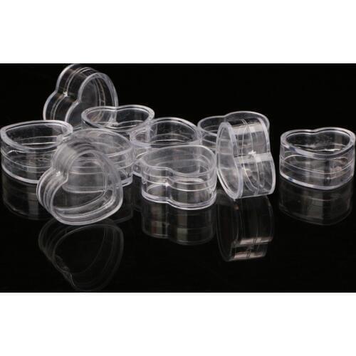 10Pcs Plastic Heart Shape Cream Box Cosmetic Case Transparent Makeup Container new