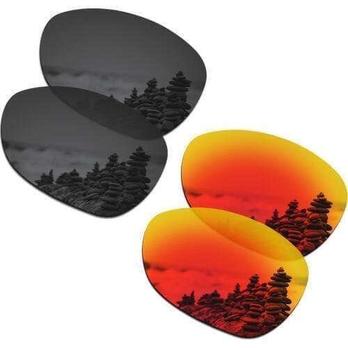 SmartVLT 2 Pairs Polarized Sunglasses Replacement Lenses for Oakley Crosshair New 2012 Stealth Black and Fire Red
