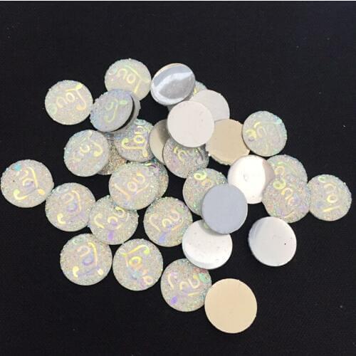 80pcs 12mm Round stones and AB crystals flat back Resin Rhinestone applique DIY Wedding Dress Beads -HE16