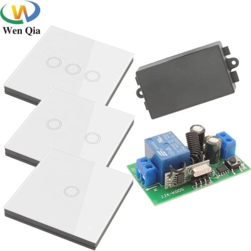 Touch Light Switch Wireless RF Remote Control Smart Home 110V 220V 1CH Receiver Wall Panel ON/OFF Switch For Ceiling LampBulbLED