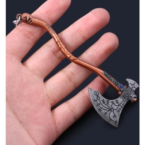 God of War 4 Kratos Axe Key Chain Guardian Shield Pendant Keychain for Women Men Fans Car Keyring Jewelry