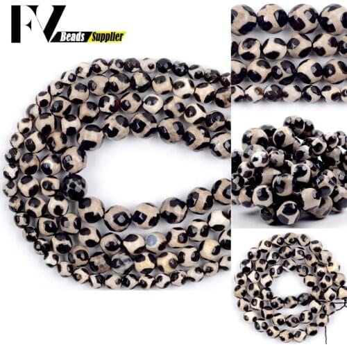 Factory Price Natural Stone Faceted Three Eye Dzi Agates Beads For Jewelry Making Diy Bracelet 6/8/10mm Accessories 15”strand