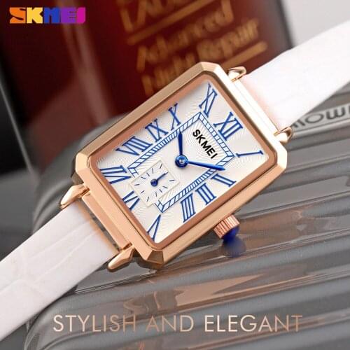 SKMEI Brand Womens Watch Fashion Luxury Quartz Ladies Dress Wristwatches Leather Strap Waterproof Female Girls Gift Reloj Mujer