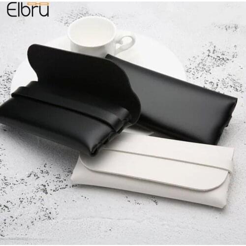 Elbru Soft leather glasses case Simple Style Reading Glasses Case Sunglasses Eyeglasses Soft Pouch Men Woman Leather Glasses Bag