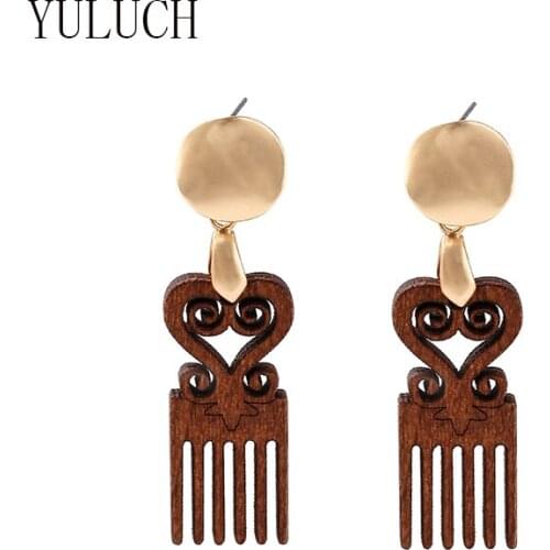 YULUCH Women wood earrings for girl jewelry art accessories woman hip hop street earrings new comb earrings