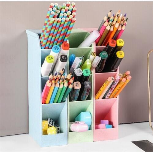 2Pcs Large Capacity Plastic Pencil Holder Creative Desk Multifunctional Makeup Storage Student Pen Case School Office Stationery