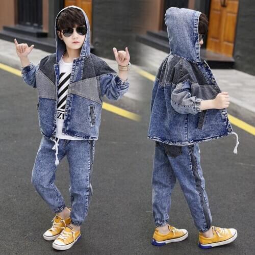 Childrens Clothing Boy Cowboy Suit 2021 Spring Autumn Clothing Baby Boy Denim Two-piece Suit Baby Fashion Denim Jacket Trousers