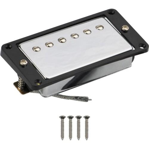 FLEOR Alnico 5 Electric Guitar Humbucker Pickup Neck Pickup Chrome with Black Curved Mounting Ring for LP Guitar