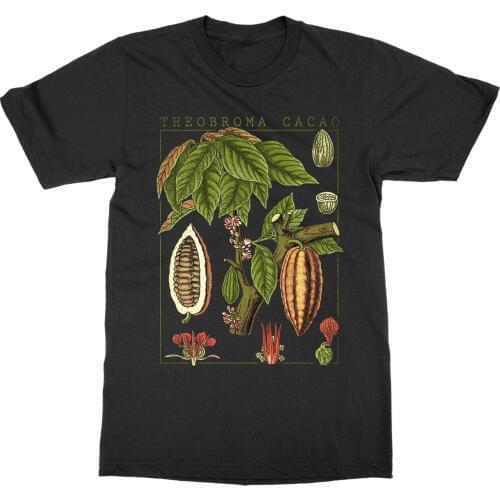Short Sleeve for Men Clothing Summer Chocolate T-Shirt Botanical Garden Plant Print Botany Fruit Flower Cacao Sweet Tee Shirt