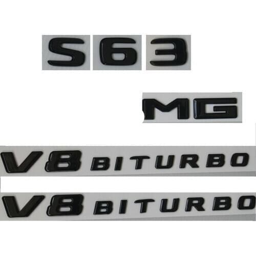 Gloss Black Letters S63 for AMG V8 BITURBO Badges Emblems for Mercedes W222
