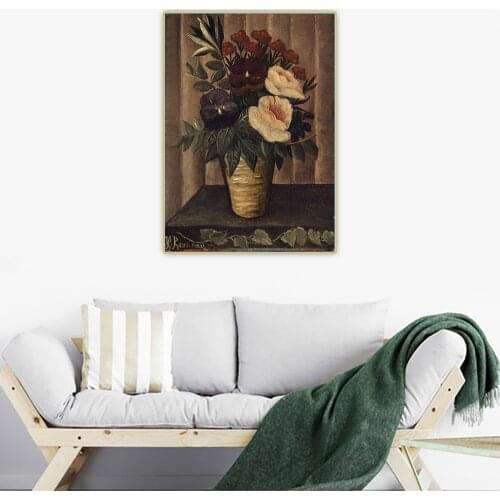 Citon Henri Rousseau《Still Life with Flowers》Canvas Oil Painting Artwork Poster Picture Wall Background Decor Home Decoration