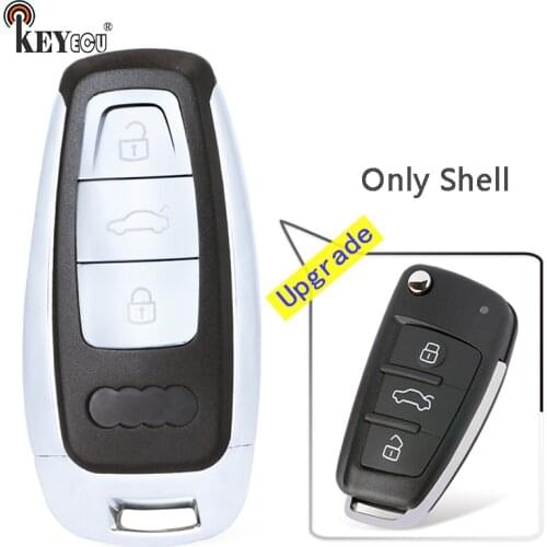 KEYECU for Audi A3 A4 A6 A8 Q2 Q3 Q5 Q7 R3 RS3 RS5 TT Replacement Modified 3 Button Smart Remote Key Shell Case Fob