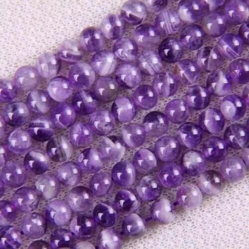 6MM/8MM/10MM/12MM Natural Purple Crystal Round Loose Beads 15.5" Jewelry For Woman Gift Making