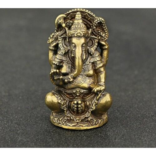 Retro Handmade Copper Thai Elephant God Copper Elephant Nose God of Wealth Southeast Asian Style Brass Decoration Gifts