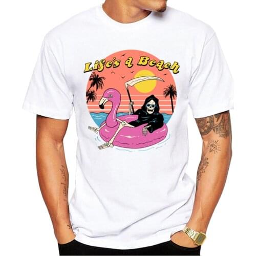TEEHUB Hot Sales Fashion Cartoon Skull Men T-Shirt Funny Lifes a Beach Printed Tee Short Sleeve Casual Tshirts Hipster Tee