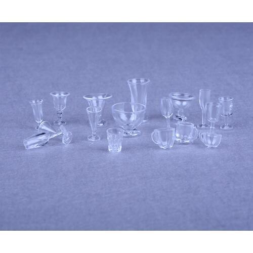 17Pcs/set Mini Transparent Drink Ice Cream Cups Set Dollhouse Miniature Pretend Play Mini Food Doll Accessories Kitchenware Toy