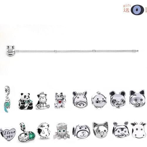 New snake bone chain inlaid with zirconia DIY cute little animal charm beads, suitable for original Brand bracelet jewelry