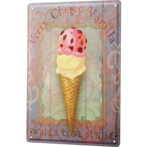 SINCE 2004 Tin Sign Metal Plate Decorative Sign Home Decor Plaques Nostalgic Fun Decoration Ice Cream Cherry Vanilla Scoop