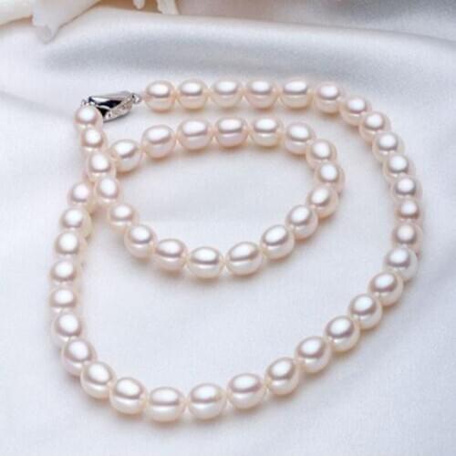 925 silver real natural big Wholesale 7-8mm meter shaped pearl necklace, with silver buckle, very good quality, bright red, thre