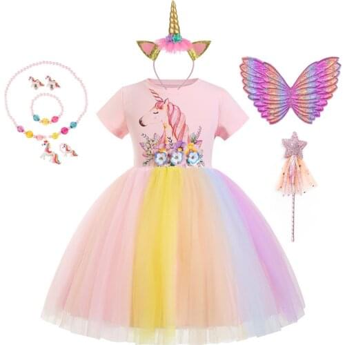 Unicorn Dress for Girls Children Cartoon Vestidos Kids Tutu Dresses Summer Clothing Halloween Costume Birthday Gift