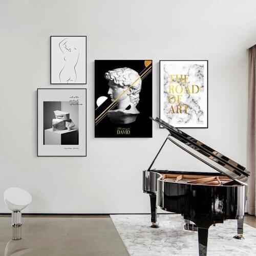 Nordic Black White Figure wall art Canvas posters Painting Prints Abstract art sculpture Pictures for Living Room Morden Decor